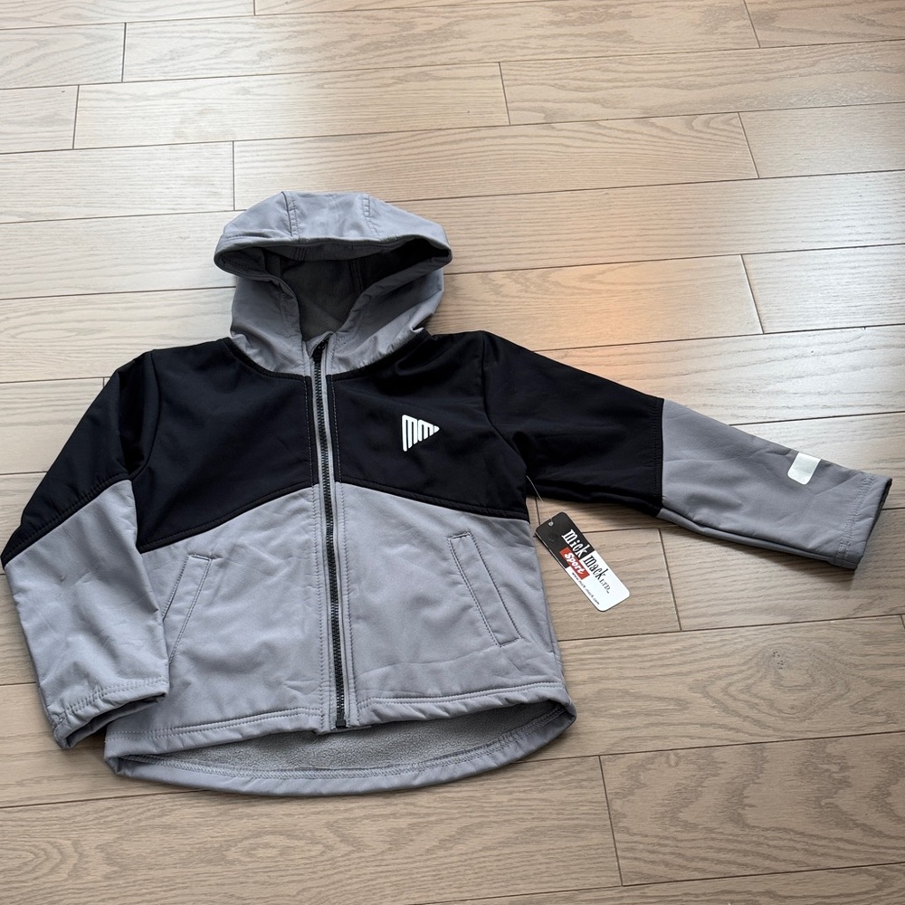 Kids Gray and Black Hooded Mick Mack Sport Jacket